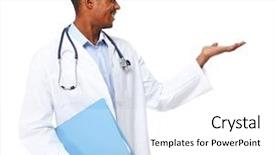  Presentation with medical - Beautiful presentation design featuring invitation healthcare - medical doctor man presenting copy backdrop and a  colored foreground