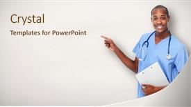  Presentation with medical - Beautiful slide set featuring invitation healthcare - medical doctor man presenting copy backdrop and a  colored foreground