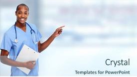  Presentation with medical - PPT theme having invitation healthcare - medical doctor man presenting copy background and a  colored foreground