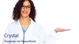  Presentation with health-care - Beautiful presentation design featuring invitation healthcare - medical doctor woman isolated white backdrop and a sky blue colored foreground