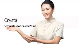  Presentation with asian literature - Colorful presentation design enhanced with invitation healthcare - young asian masseur on white backdrop and a sky blue colored foreground