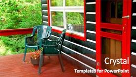  Presentation with pine forest - Colorful PPT layouts enhanced with invitation lodge - deck of a log cottage backdrop and a tawny brown colored foreground