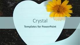  Presentation with heart flowers - PPT theme featuring invitation-or-heart-shaped-note background and a cool aqua colored foreground