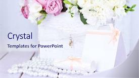  Presentation with wedding invitation - Presentation design consisting of invitation pearls - beautiful wedding composition with flowers background and a sky blue colored foreground