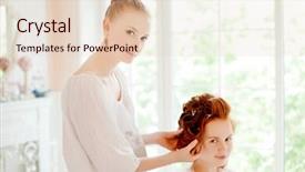  Presentation with coconut oil hair care - PPT theme with invitation pearls - hair stylist makes the bride background and a  colored foreground