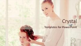  Presentation with bride - Amazing PPT theme having invitation pearls - hair stylist makes the bride backdrop and a lemonade colored foreground