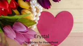  Presentation with tulips - Presentation theme having invitation pearls - tulips flowers arranged with copyspace background and a  colored foreground