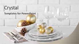  Presentation with table setting - PPT theme enhanced with invitation reception - decorated christmas table setting christmas background and a white colored foreground
