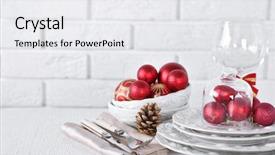 Presentation with table setting - PPT layouts having invitation reception - decorated christmas table setting christmas background and a white colored foreground