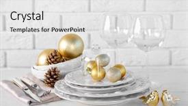  Presentation with table setting - Amazing slide set having invitation reception - decorated christmas table setting christmas backdrop and a white colored foreground