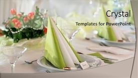  Presentation with white wedding - Slide deck with invitation reception - festive table setting for wedding background and a soft green colored foreground