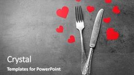  Presentation with dark grey - Audience pleasing PPT layouts consisting of invitation reception - fork and knife with decorative backdrop and a  colored foreground