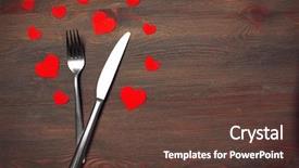  Presentation with paper heart book - Theme enhanced with invitation reception - fork and knife with decorative background and a  colored foreground