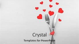  Presentation with hearts - Audience pleasing presentation design consisting of invitation reception - fork and knife with decorative backdrop and a  colored foreground
