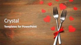  Presentation with paper heart from music book - Amazing PPT theme having invitation reception - fork and knife with decorative backdrop and a  colored foreground