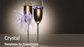  Presentation with invitation - PPT theme featuring invitation reception - two glasses of champagne decorated background and a gray colored foreground