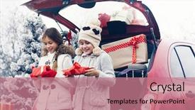  Presentation with snow illustrated for children - Theme with invitation school - holiday preparations pre teen children background and a coral colored foreground