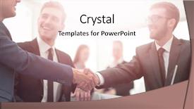  Presentation with handshake - Presentation design with invitation seminar - businessman by handshake invites background and a sky blue colored foreground