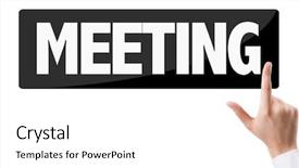  Presentation with invitation - Slide deck enhanced with invitation seminar - businessman pressing button background and a white colored foreground