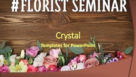  Presentation with invitation - Slide set featuring invitation seminar - fresh flowers on wooden background background and a tawny brown colored foreground