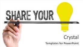  Presentation with ideas - Beautiful presentation theme featuring invitation seminar - hand with marker writing share backdrop and a white colored foreground