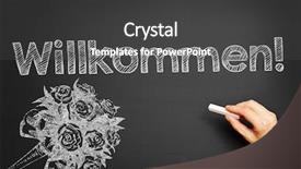  Presentation with invitation - Beautiful presentation theme featuring invitation seminar - hand writes in german willkommen backdrop and a dark gray colored foreground