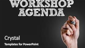  Presentation with agenda - Presentation having invitation seminar - hand writing the text workshop background and a dark gray colored foreground