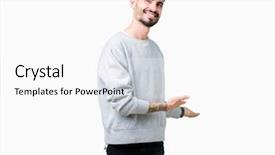  Presentation with natural - Amazing presentation theme having invitation sport - young handsome man wearing sweatshirt backdrop and a white colored foreground