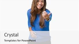  Presentation with over come challange - PPT theme consisting of invite - young beautiful brunette woman wearing background and a white colored foreground