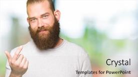  Presentation with young man wearing a hat - Presentation design consisting of invite - young blond man wearing casual background and a light gray colored foreground