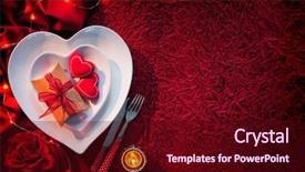  Presentation with dinner invite - Slides having invite dinner - romantic table setting for valentines background and a wine colored foreground