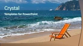  Presentation with tranquil - Slide deck featuring inviting empty beach chair background and a  colored foreground