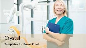  Presentation with dental assistant - Cool new PPT layouts with inviting you to new dental backdrop and a lemonade colored foreground