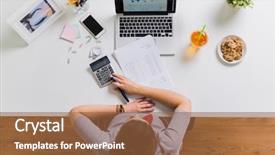  Presentation with business calculator - PPT layouts consisting of business accounting and freelance concept background and a tawny brown colored foreground