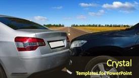  Presentation with street accident - Beautiful presentation design featuring auto accident involving two cars backdrop and a wine colored foreground
