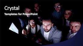  Presentation with marathon runner get involved - PPT theme featuring close up a involved group background and a black colored foreground