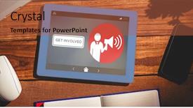  Presentation with marathon runner get involved - Audience pleasing presentation theme consisting of composite image of get involved backdrop and a red colored foreground