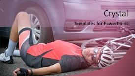 Presentation with cyclist - Beautiful theme featuring road after an accident backdrop and a coral colored foreground