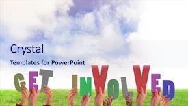  Presentation with holding hands - Amazing slide set having hands holding up get involved backdrop and a sky blue colored foreground