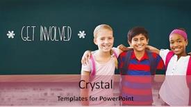  Presentation with school kids - Beautiful slides featuring word get involved and school backdrop and a coral colored foreground