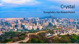  Presentation with south korea interest rate - Cool new theme with inwang mountain seoul south korea backdrop and a light blue colored foreground