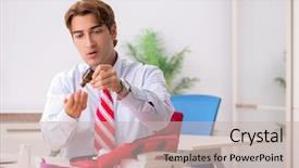  Presentation with first aid kit - PPT layouts having iodine - man with first aid kit background and a soft green colored foreground