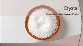  Presentation with salt - Theme enhanced with iodine - overhead view of coarse grained background and a soft green colored foreground