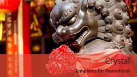  Presentation with ion - Amazing slides having ion - chinese lion statue in temple backdrop and a red colored foreground
