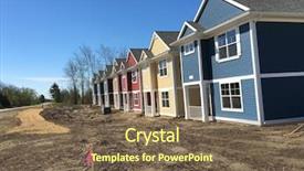  Presentation with university buildings - Cool new slide deck with ion - residential hall buildings under construction backdrop and a violet colored foreground