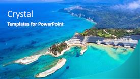  Presentation with panoramic - Presentation with ionian-islands-of-greece-panoramic background and a cobalt blue colored foreground