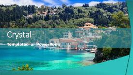  Presentation with turquoise beach - Slides with ionian-islands-of-greece-splendid background and a teal colored foreground
