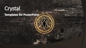  Presentation with money bitcoin crypto currency gold - Colorful PPT layouts enhanced with ios - crypto currency eos io computer backdrop and a  colored foreground