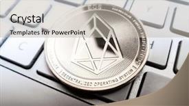  Presentation with crypto - Beautiful presentation theme featuring ios - crypto currency eos io computer backdrop and a mint green colored foreground