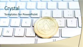  Presentation with money bitcoin crypto currency gold - Beautiful slide deck featuring ios - crypto currency eos io computer backdrop and a sky blue colored foreground